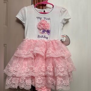 NWT My First Birthday Dress - Pink Lace 12/18 Months